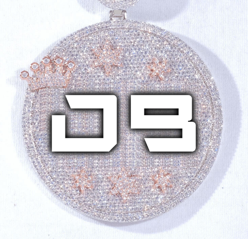 CUSTOM LETTER NECKLACE 3D BIG CROWN DISC