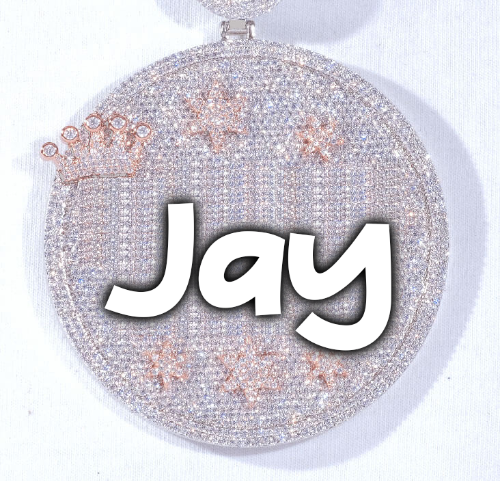 CUSTOM LETTER NECKLACE 3D BIG CROWN DISC