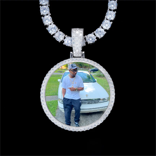 925S & VVS Moissanite 3D Circle Custom Picture Pendant
