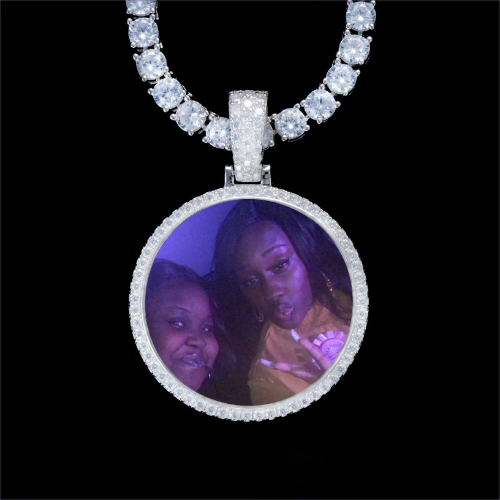 925S & VVS Moissanite 3D Circle Custom Picture Pendant