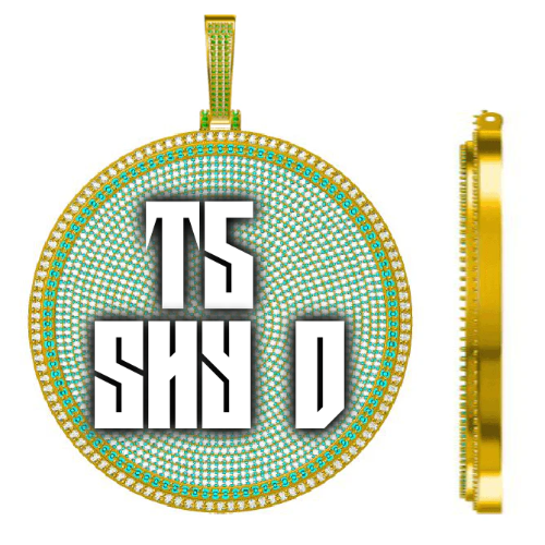 CUSTOM LETTER NECKLACE 3D BIG DISC