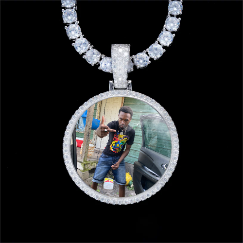 925S & VVS Moissanite 3D Circle Custom Picture Pendant