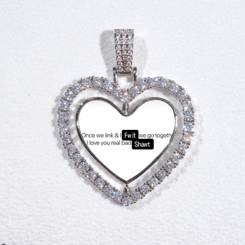 3D Spinning 2-Faced Heart Custom Picture Pendant