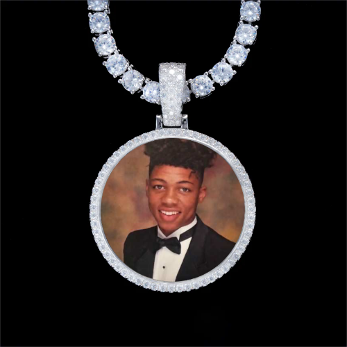 925S & VVS Moissanite 3D Circle Custom Picture Pendant