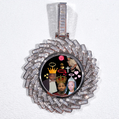 Large 3D Baguette Custom Picture Pendant