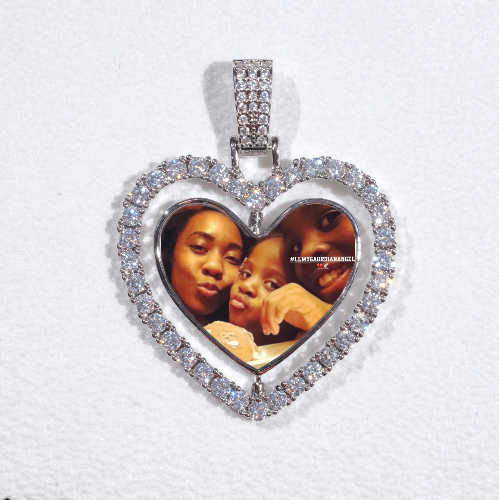 3D Spinning 2-Faced Heart Custom Picture Pendant