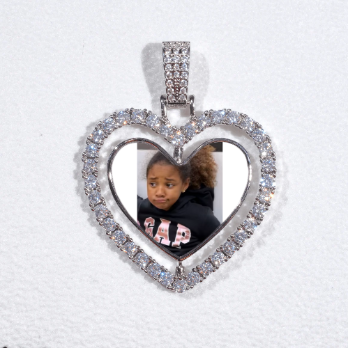 3D Spinning 2-Faced Heart Custom Picture Pendant