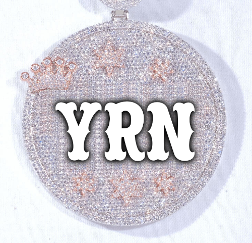 CUSTOM LETTER NECKLACE 3D BIG CROWN DISC