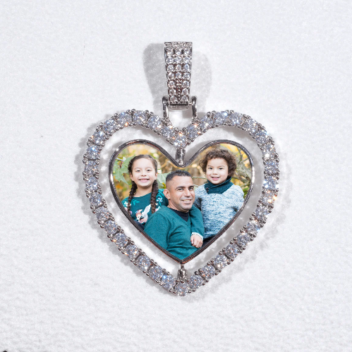 3D Spinning 2-Faced Heart Custom Picture Pendant