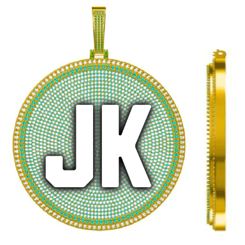 CUSTOM LETTER NECKLACE 3D BIG DISC