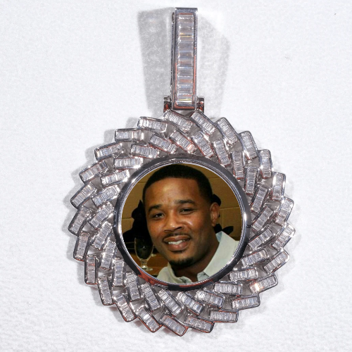 Large 3D Baguette Custom Picture Pendant
