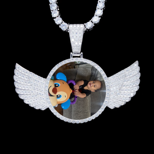925S & VVS Moissanite 3D Wing Custom Picture Pendant