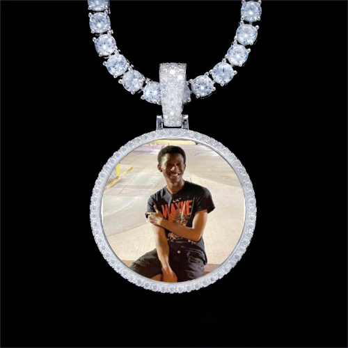 925S & VVS Moissanite 3D Circle Custom Picture Pendant