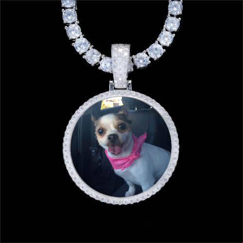 925S & VVS Moissanite 3D Circle Custom Picture Pendant