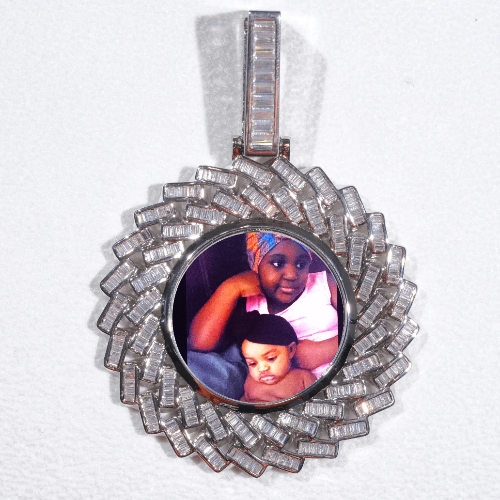 Large 3D Baguette Custom Picture Pendant