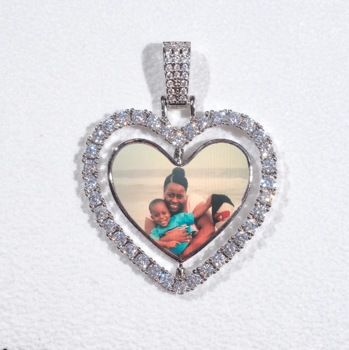 3D Spinning 2-Faced Heart Custom Picture Pendant