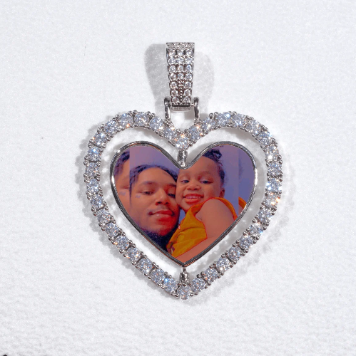 3D Spinning 2-Faced Heart Custom Picture Pendant