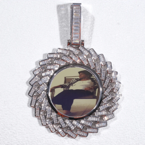 Large 3D Baguette Custom Picture Pendant