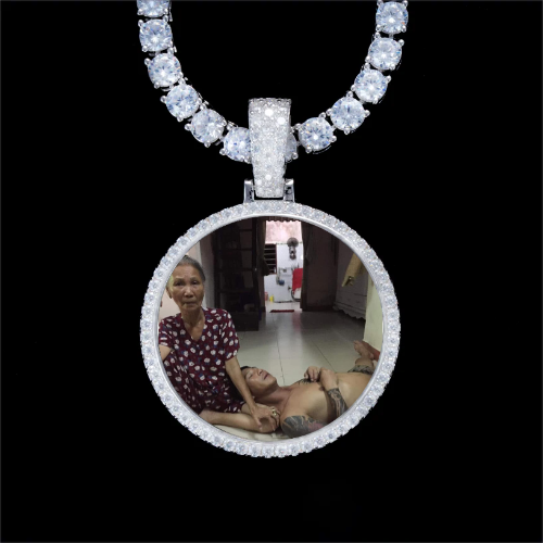 925S & VVS Moissanite 3D Circle Custom Picture Pendant