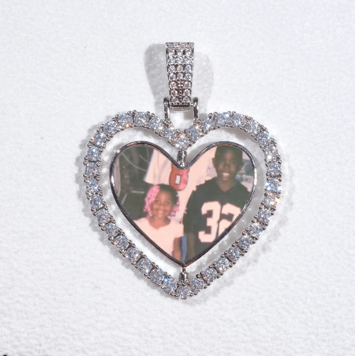 3D Spinning 2-Faced Heart Custom Picture Pendant
