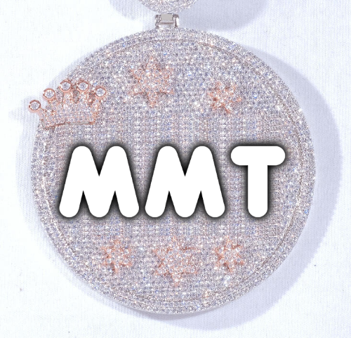 CUSTOM LETTER NECKLACE 3D BIG CROWN DISC
