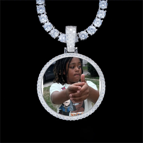 925S & VVS Moissanite 3D Circle Custom Picture Pendant