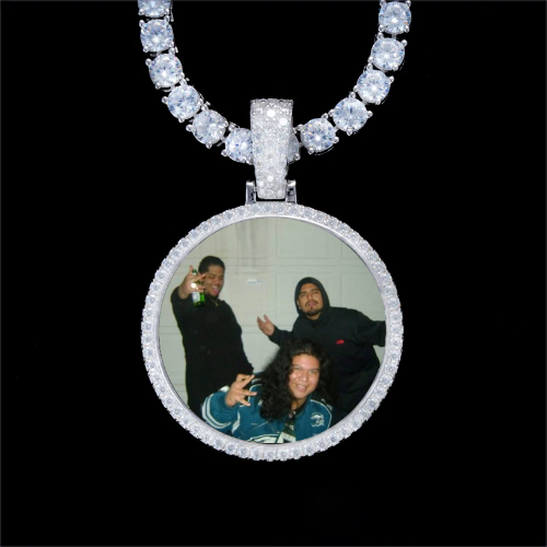 925S & VVS Moissanite 3D Circle Custom Picture Pendant