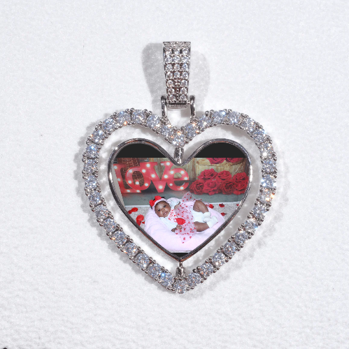 3D Spinning 2-Faced Heart Custom Picture Pendant