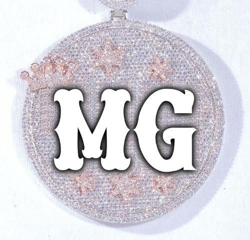CUSTOM LETTER NECKLACE 3D BIG CROWN DISC