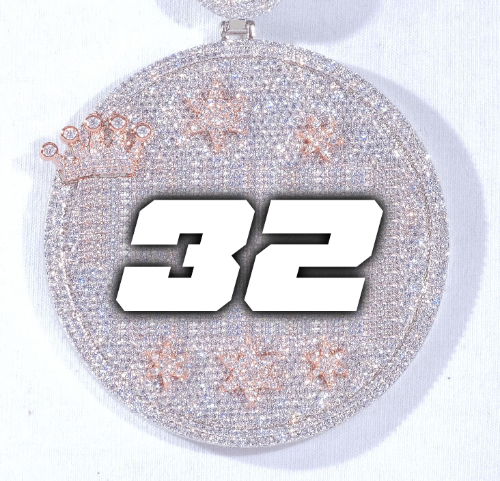 CUSTOM LETTER NECKLACE 3D BIG CROWN DISC