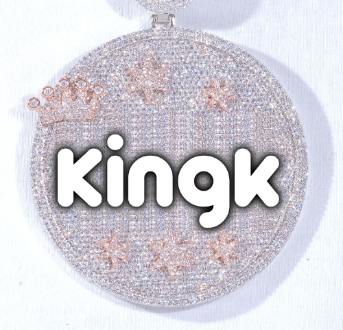 CUSTOM LETTER NECKLACE 3D BIG CROWN DISC