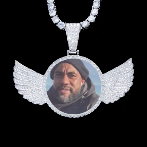 925S & VVS Moissanite 3D Wing Custom Picture Pendant