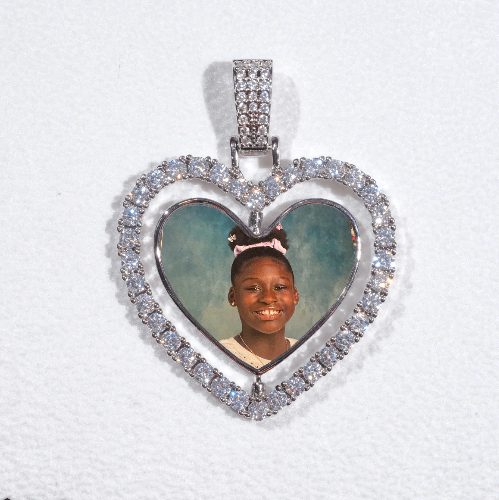 3D Spinning 2-Faced Heart Custom Picture Pendant