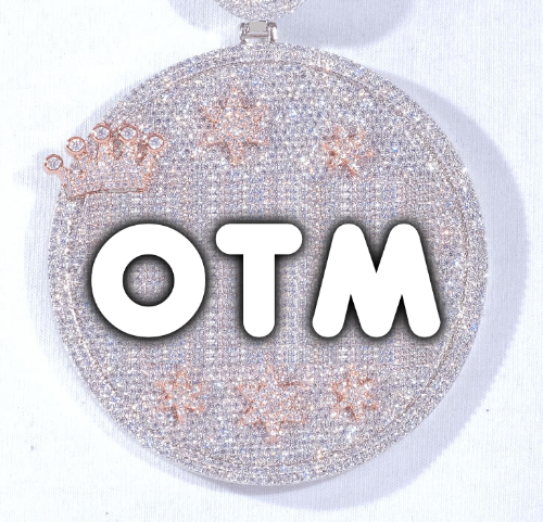 CUSTOM LETTER NECKLACE 3D BIG CROWN DISC
