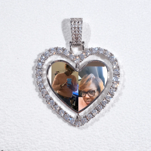 3D Spinning 2-Faced Heart Custom Picture Pendant