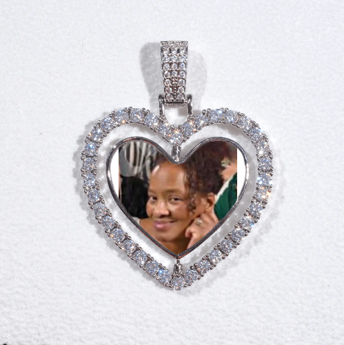 3D Spinning 2-Faced Heart Custom Picture Pendant