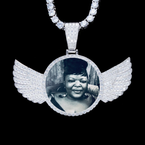 925S & VVS Moissanite 3D Wing Custom Picture Pendant