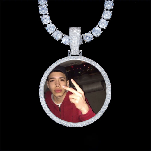 925S & VVS Moissanite 3D Circle Custom Picture Pendant