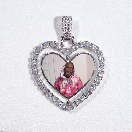 3D Spinning 2-Faced Heart Custom Picture Pendant