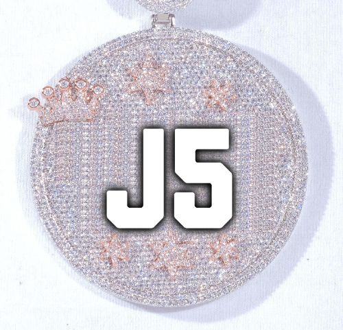 CUSTOM LETTER NECKLACE 3D BIG CROWN DISC