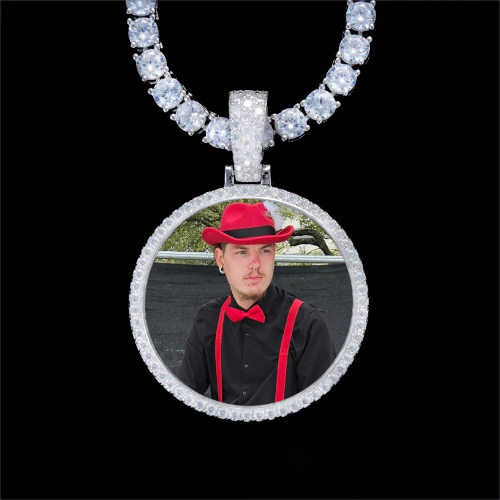 925S & VVS Moissanite 3D Circle Custom Picture Pendant