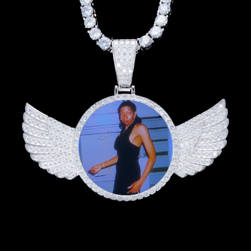925S & VVS Moissanite 3D Wing Custom Picture Pendant