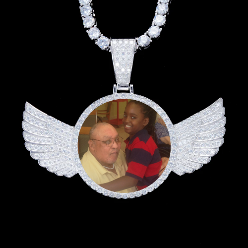 925S & VVS Moissanite 3D Wing Custom Picture Pendant