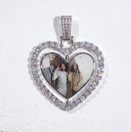 3D Spinning 2-Faced Heart Custom Picture Pendant