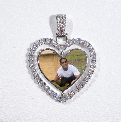 3D Spinning 2-Faced Heart Custom Picture Pendant