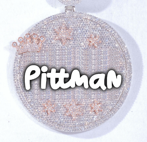 CUSTOM LETTER NECKLACE 3D BIG CROWN DISC