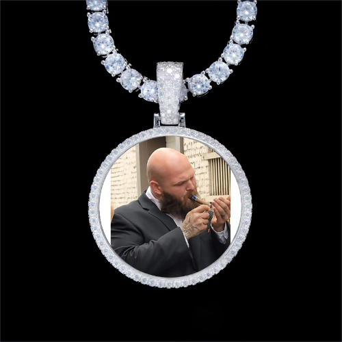 925S & VVS Moissanite 3D Circle Custom Picture Pendant