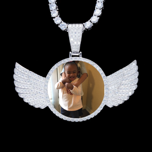 925S & VVS Moissanite 3D Wing Custom Picture Pendant