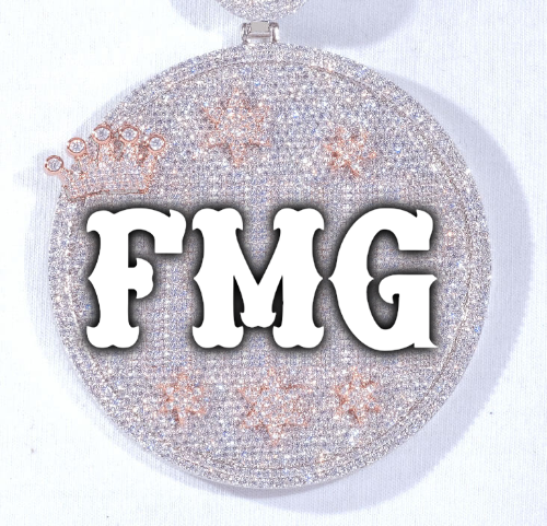 CUSTOM LETTER NECKLACE 3D BIG CROWN DISC