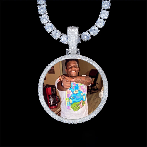 925S & VVS Moissanite 3D Circle Custom Picture Pendant